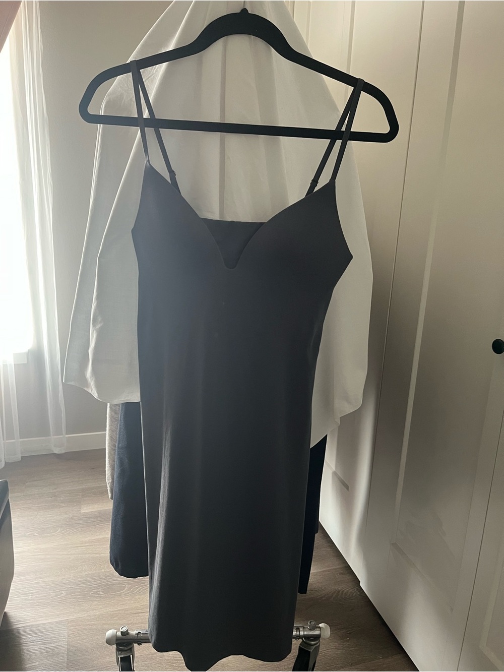 Uniqlo Black Slip Chemise with V-Sweetheart Neckline